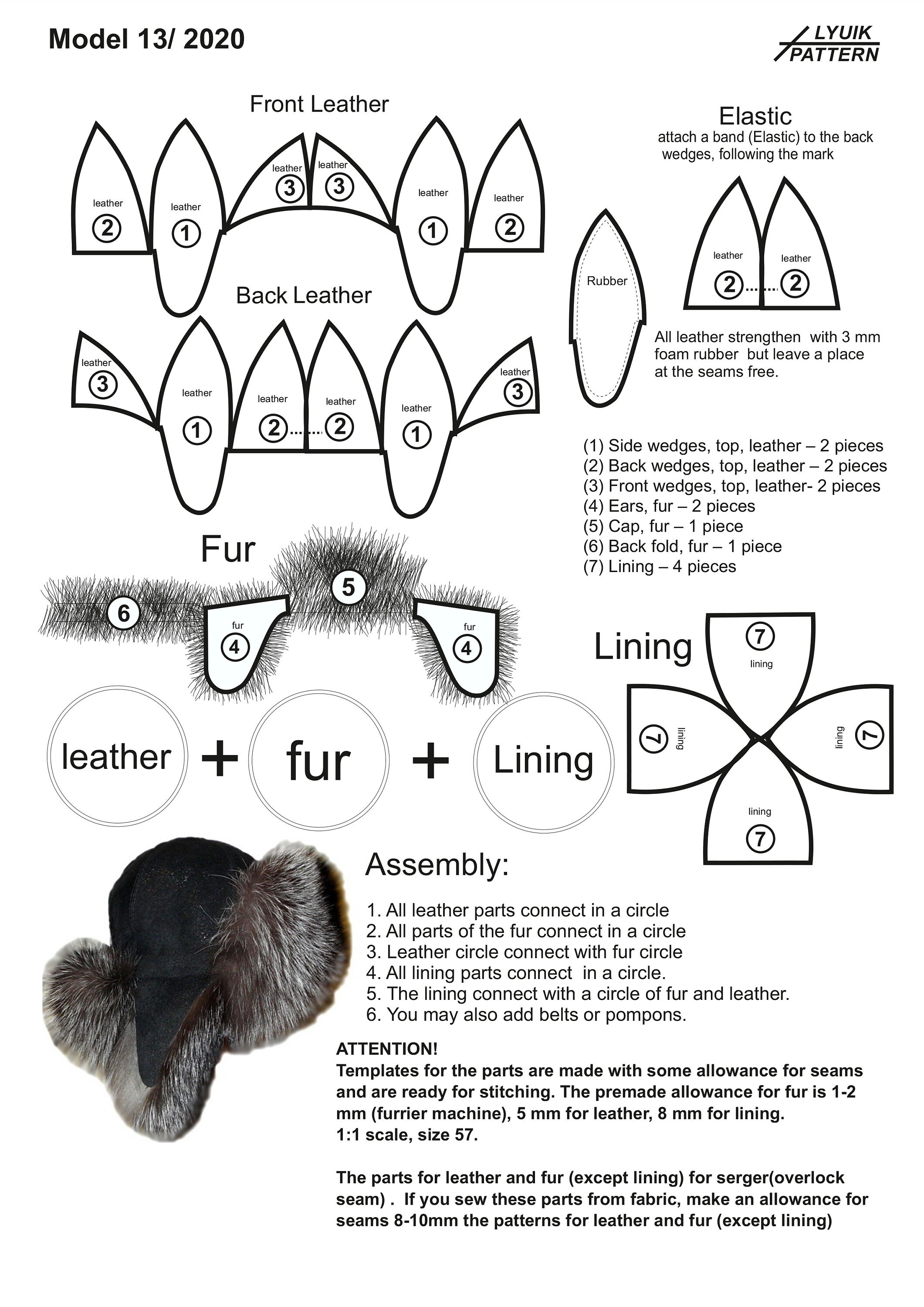 Hat pattern 13 / Ushanka Hat Pattern / SEWING PATTERN / Etsy