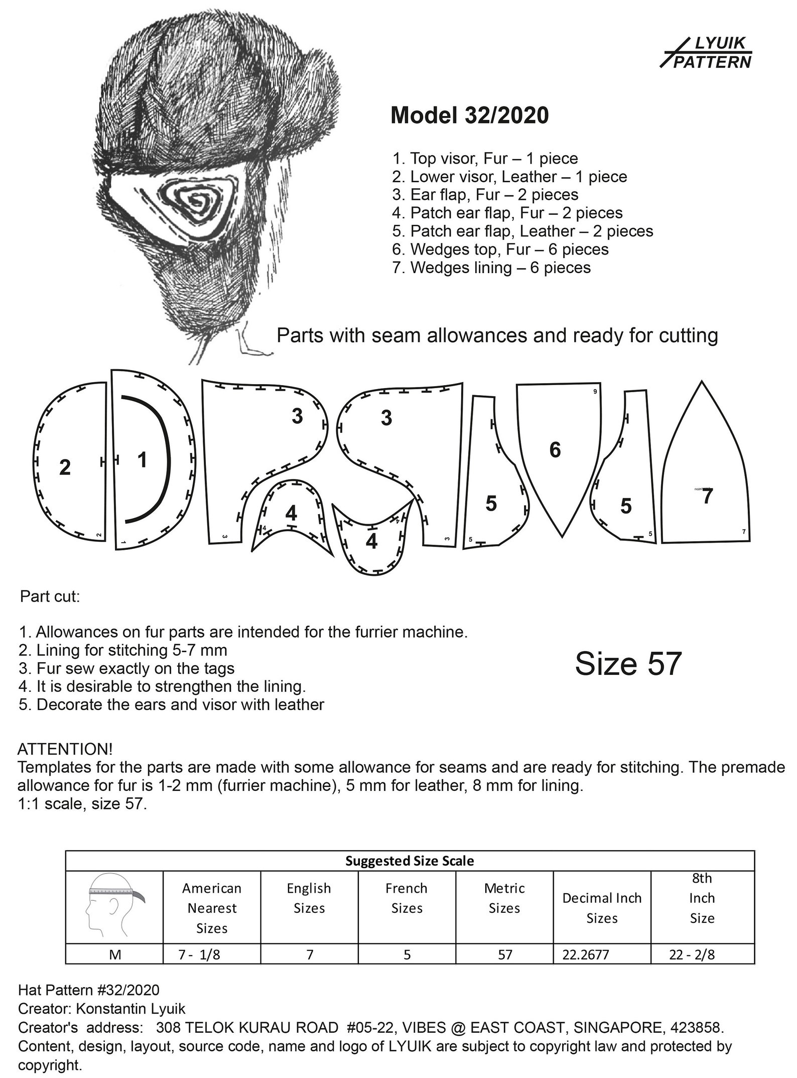 Hat pattern 32 / Ushanka Hat Pattern / SEWING PATTERN / Etsy