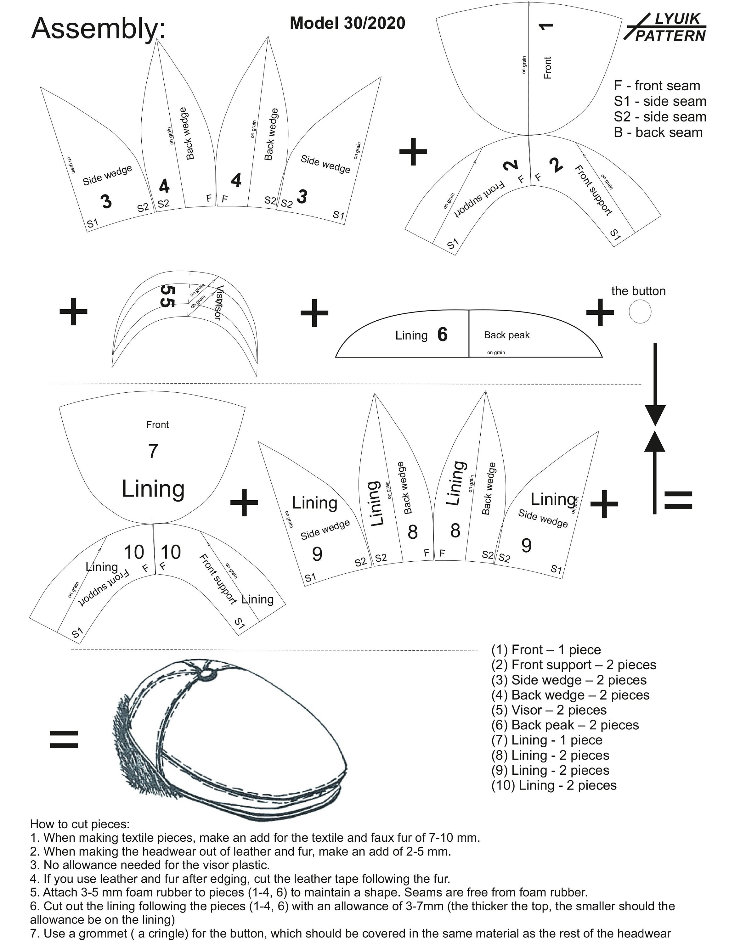 Hat pattern 30 / Cap / SEWING PATTERN / Cap Pattern/ Sewing Etsy