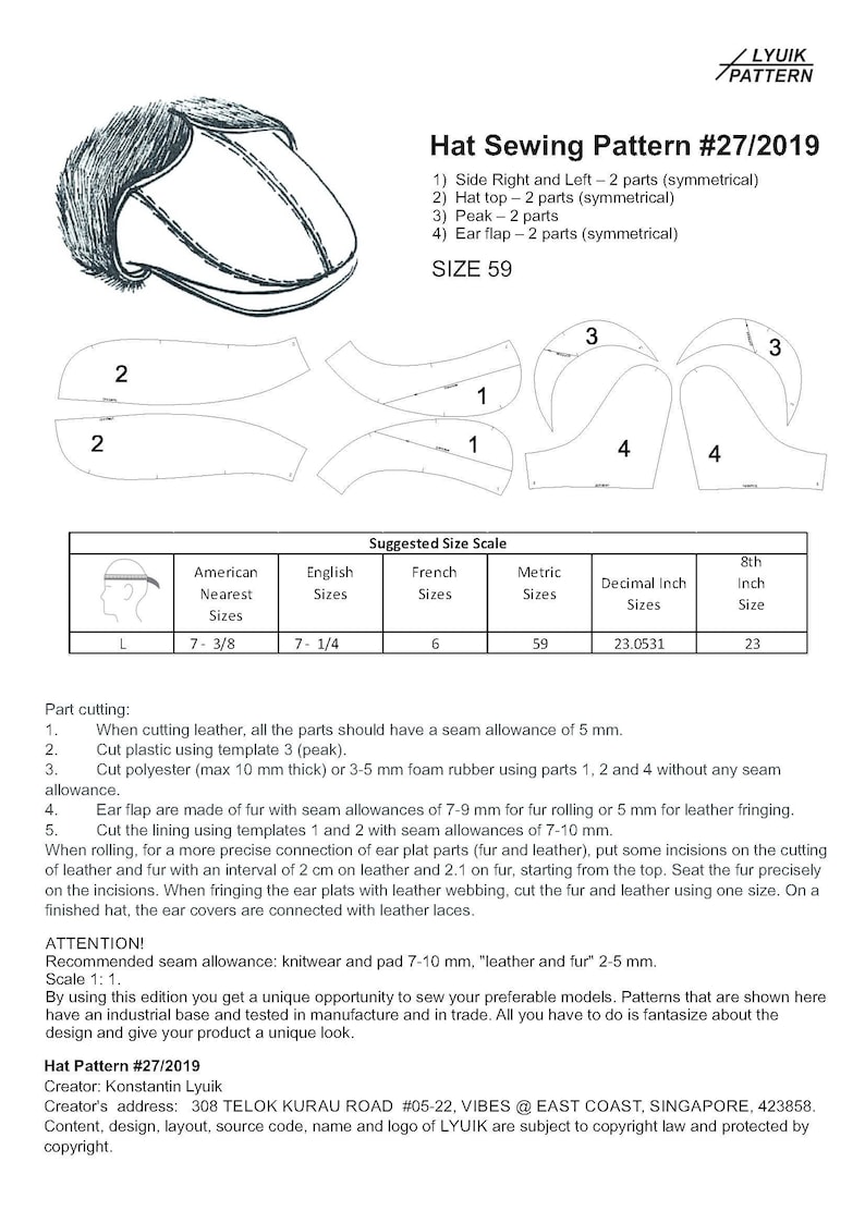 Leather Cap SEWING PATTERN Cap Pattern Sewing Pattern Men/'s Hat Pattern Leather Cap PDF Download