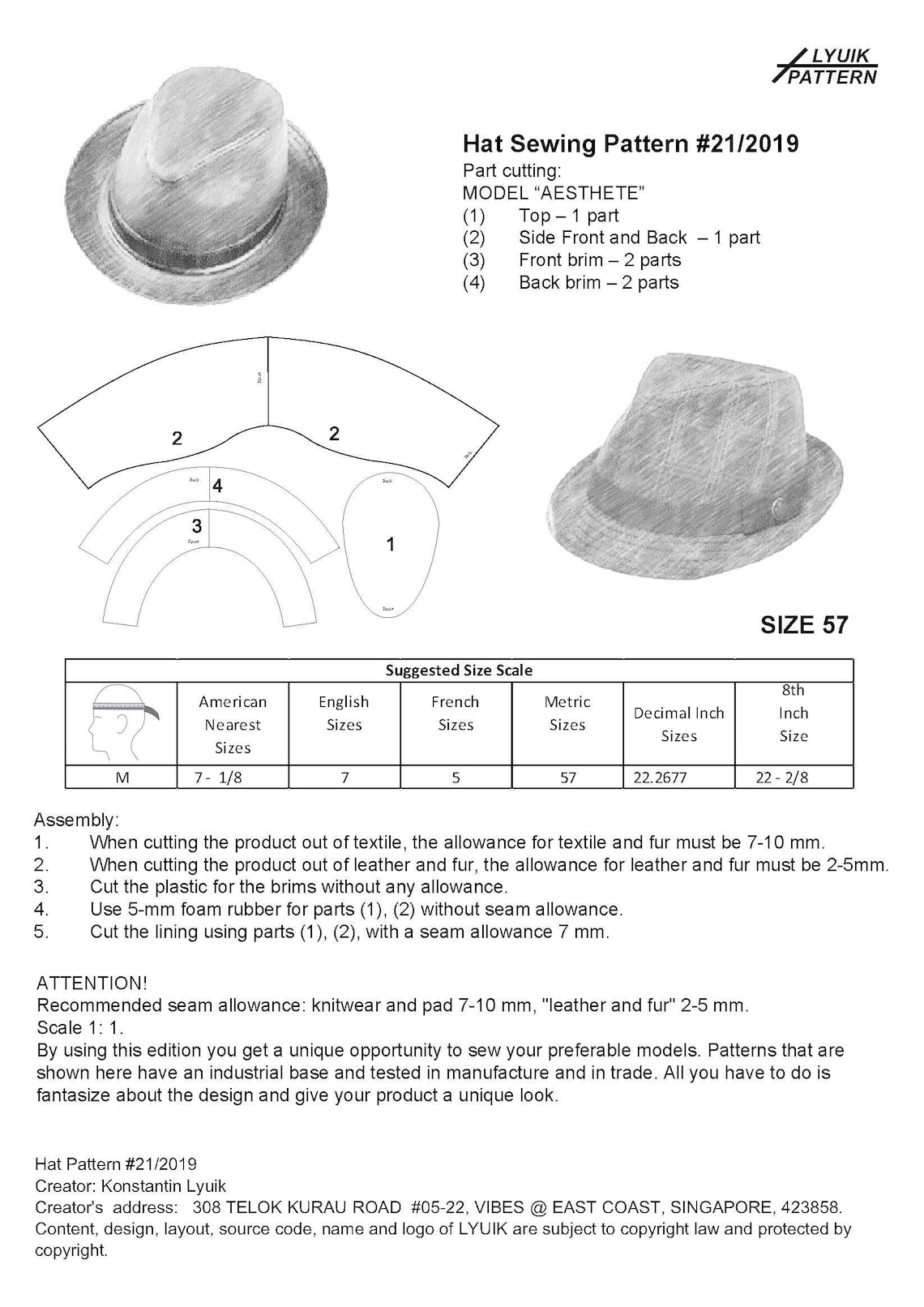Hat pattern 21 / Men Hat Pattern / SEWING PATTERN / Cap Etsy