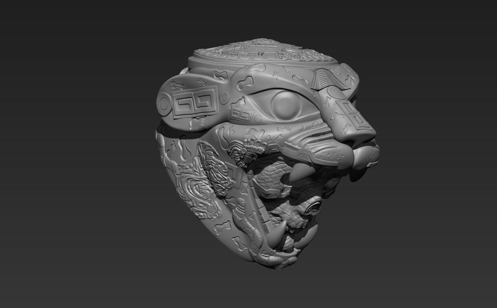Ceremonial Mayan/aztec Panther Skull Warrior Helmet/mask - Digital File ...