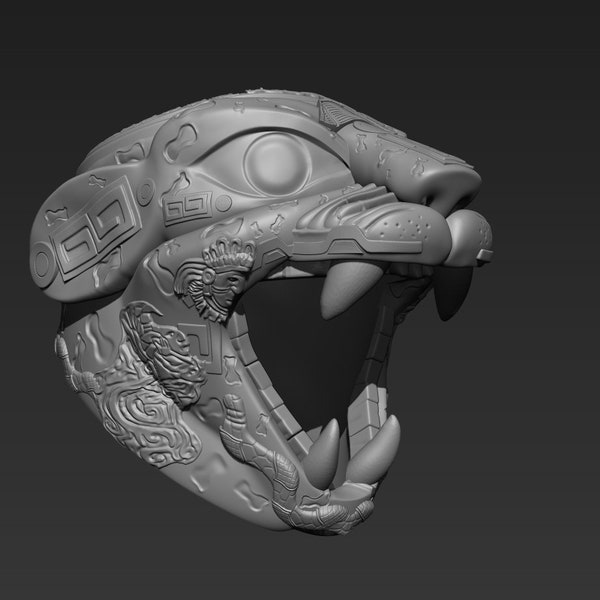 Ceremonial Mayan/Aztec Panther Head Warrior Helmet/Mask - Digital File