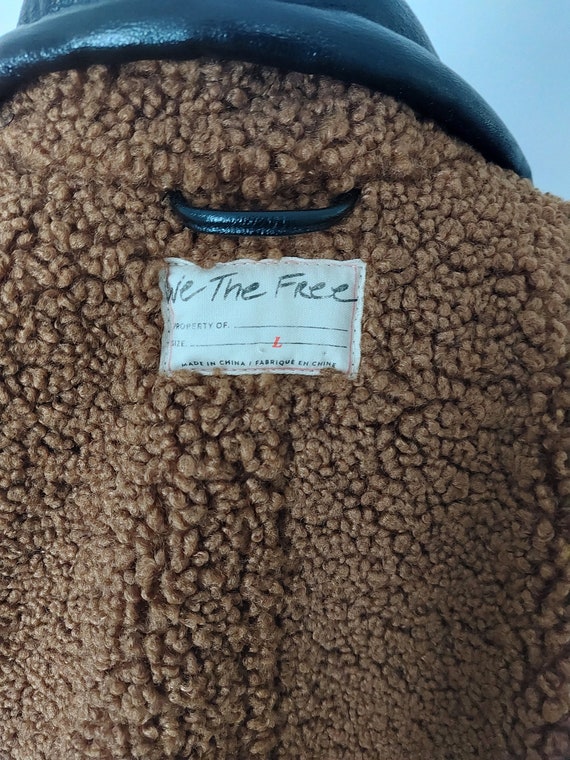 Free People PU Vegan leather teddy coat jacket bl… - image 10