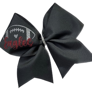 Football Cheer Bow with Glitter – Custom Team Colors, Game Day Cheerleading Hair Bow