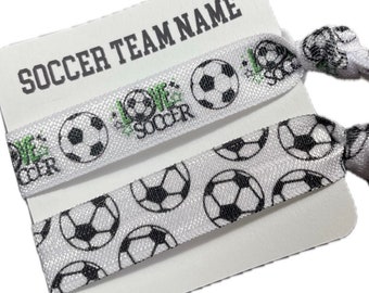 Custom Soccer Hair Tie Set w/Your Team Name; Soccer Team Gifts;