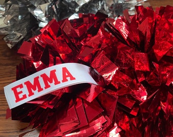Personalized Pom Pom Name Tags: Cheer Team Accessories (Set of 2)
