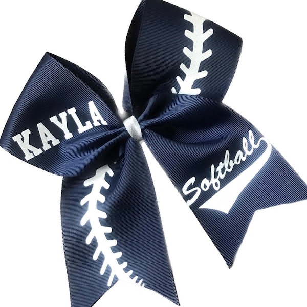 Softball Hair Bows Etsy