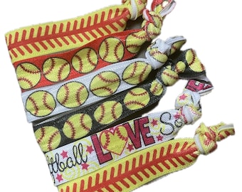 Set of 6 Softball Hair Ties