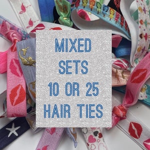 Mixed Hair Tie Sets - 10, 25 or 50 Hair Ties