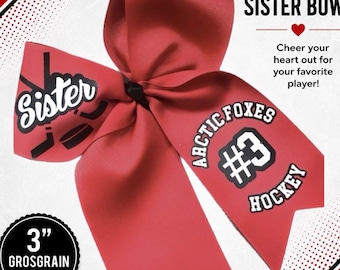 Lazo personalizado para hermanas jugadoras de hockey: lazo para el cabello con nombre personalizado, accesorio para animar al equipo.