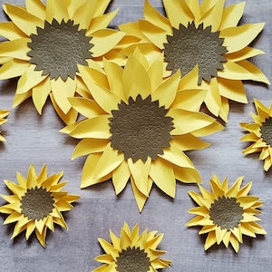 Paper Sunflowers || Set of Paper Flowers, Colorful Paper Sunflowers, Little Sunflower Decor, Sunflower Gift, Summer Flowers