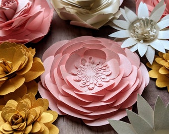 XL Paper Flower || Life Size Colorful Paper Flowers, Cardstock Flowers, Wedding Flower Centerpiece, Scrapbook Quilled Flowers, Eco Bouquet