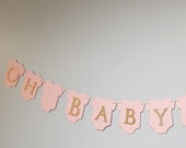 Oh Baby Girl Baby Shower Decorations, Oh Baby Garland, Girl Baby Shower Garland Bunting, Oh Baby, Pink Shower Decorations, Pink Baby Shower