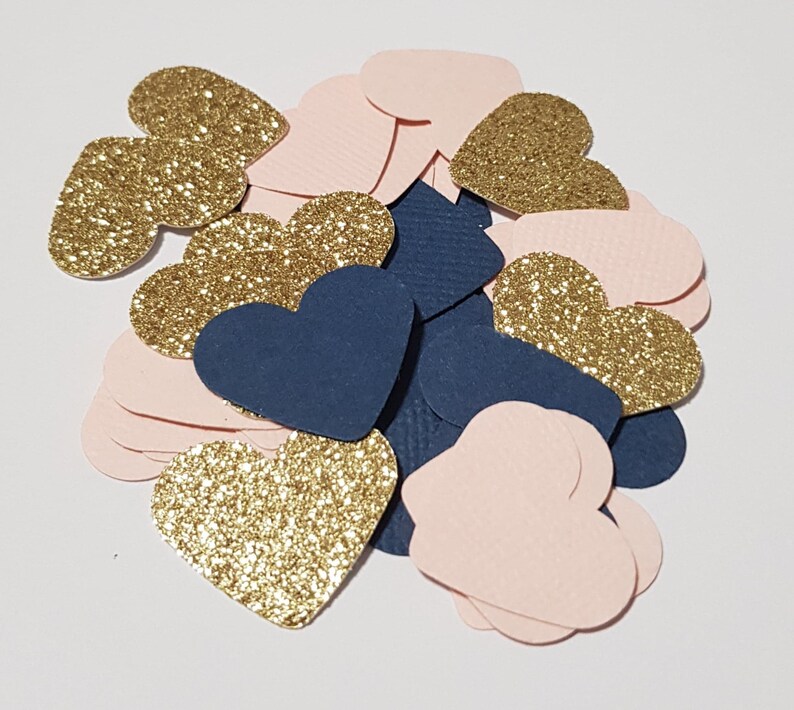Navy Blush Pink Rose Gold Confetti Bridal Shower Etsy