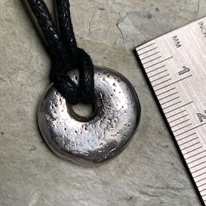 Solid Silver Hagstone No.3 cast from found lucky stone with a hole. 925 Silver