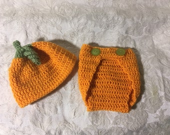 Pattern 0-3 Months Pumpkin Baby Outfit