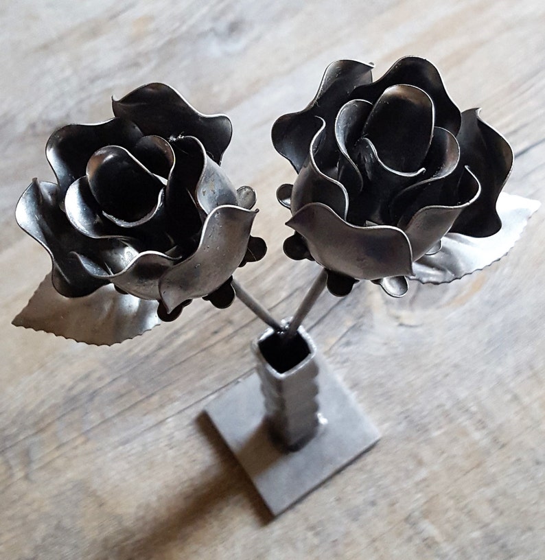 Entwined Steel Roses Etsy