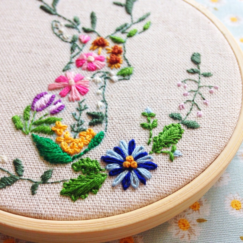 Autumn florals  deer hand embroidery nwcvq diy holiday  etsy Autumn florals  deer hand embroidery nwcvq diy holiday  etsy