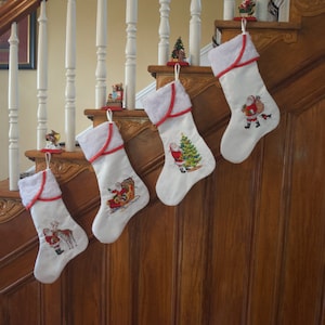 Personalized Embroidered White Christmas Stockings, Quilted Christmas Stocking, Christmas Gift, Custom Christmas Stockings, Stockings White