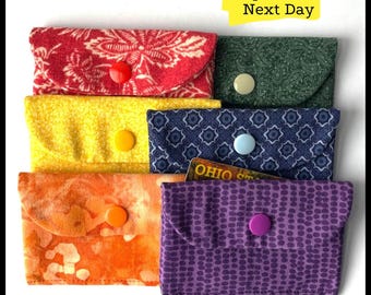Handmade Cotton Reusable, Re-Giftable Snap Pouch, Colorful, Earth-Friendly Gift Card Holder