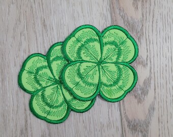 Embroidered ITH Four Leaf Clover Coasters