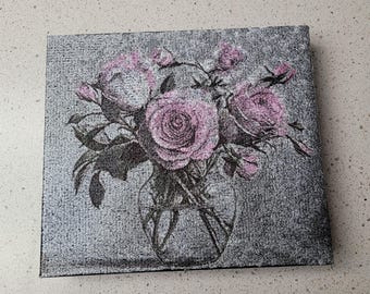 Embroidered Rose Bouquet - Gallery wrapped Photo Stitch