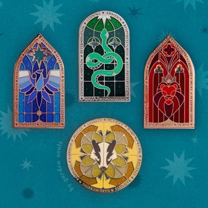 Stained Glass Magic Windows Enamel Pins Set