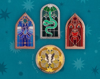 Stained Glass Magic Windows Enamel Pins Set