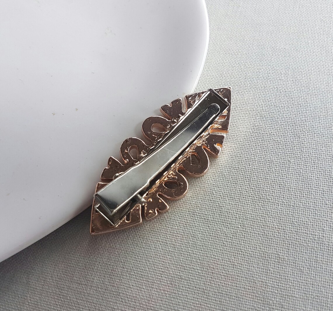 Rose Gold Art Deco Hair Clip Vintage Inspired Crystal Etsy
