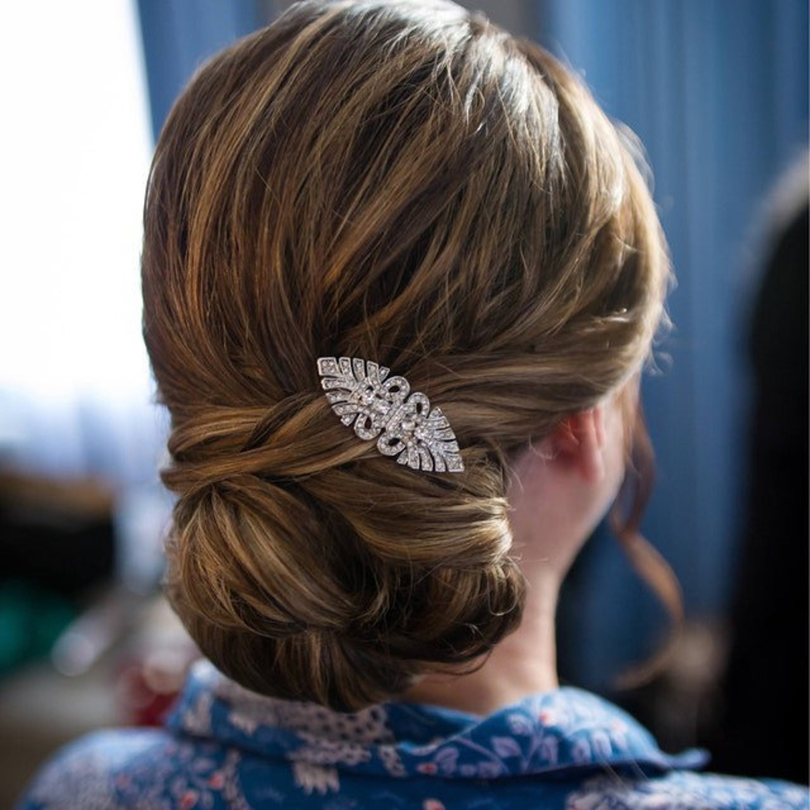 Rose Gold Art Deco Hair Clip Vintage Inspired Crystal Etsy