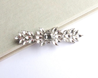 Rhinestone Crystal Vine Hair Clip: Silver Bridal Barrette
