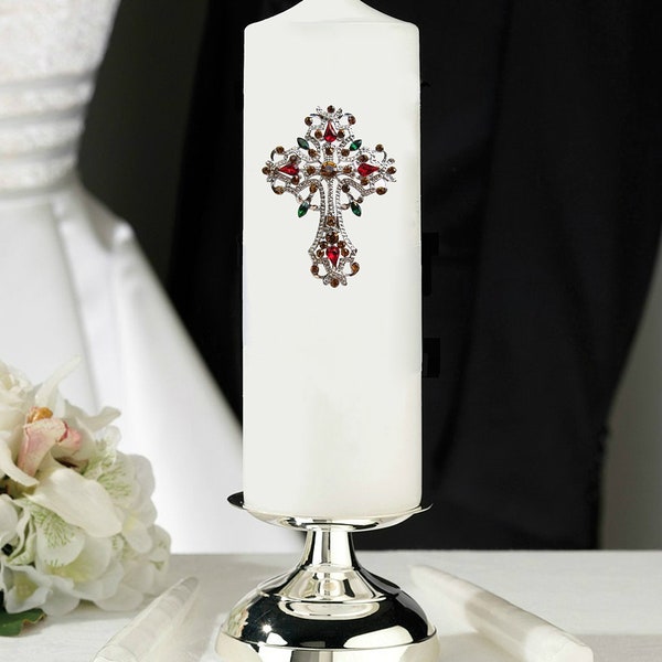 Unity Candle Cross Pin Crystal Celtic Cross Candle Pin for Bridal Wedding Unity Candle - 1 piece Pin ONLY not inclusive of candle