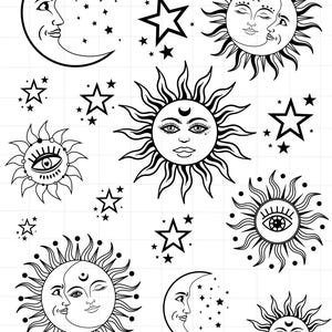 Solar and Lunar Foil Sheets, Celestial Foiled Images for Resin Inclusion and Crafting