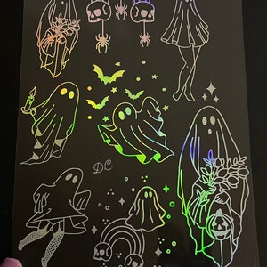 Cute Ghosties Foil Sheet, Foiled Images for Resin Inclusion and Crafting