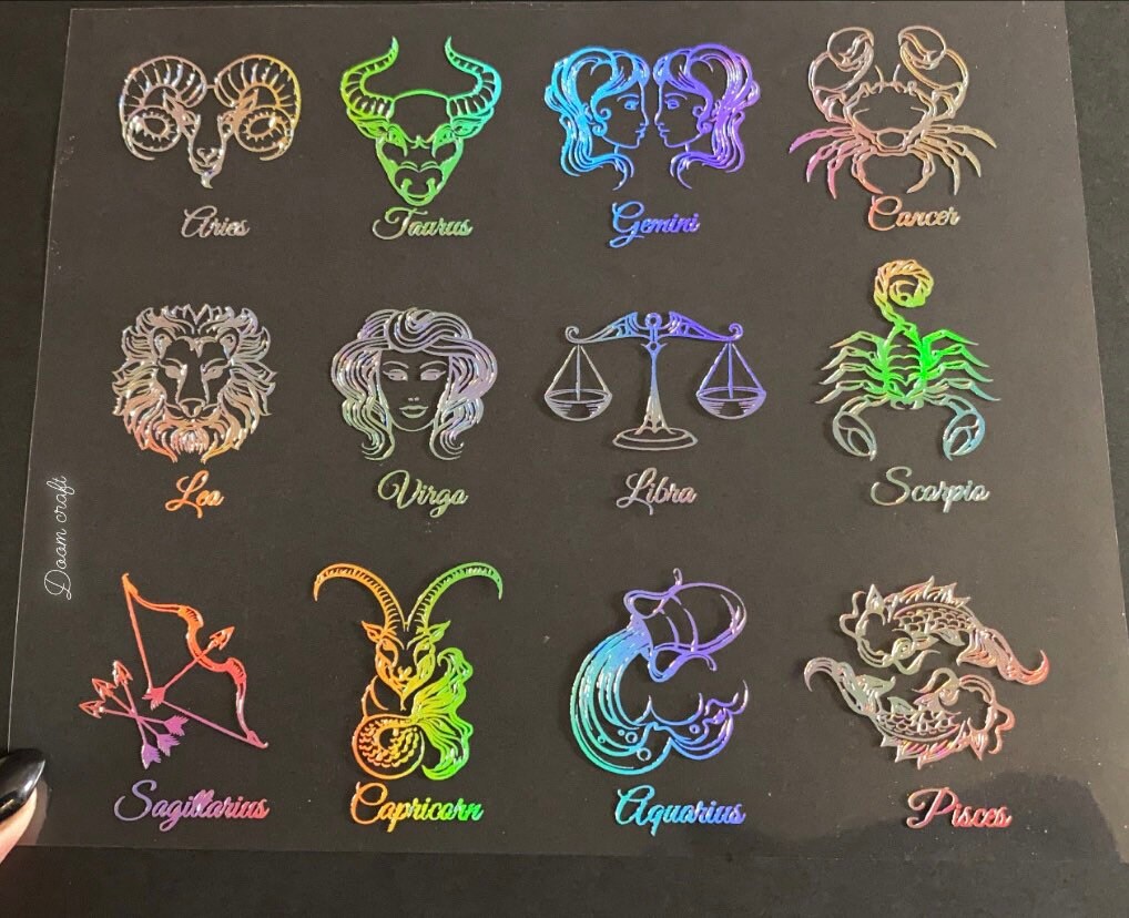 Zodiac 2 Foil Sheet, Foiled Images for Resin Inclusion and Crafting