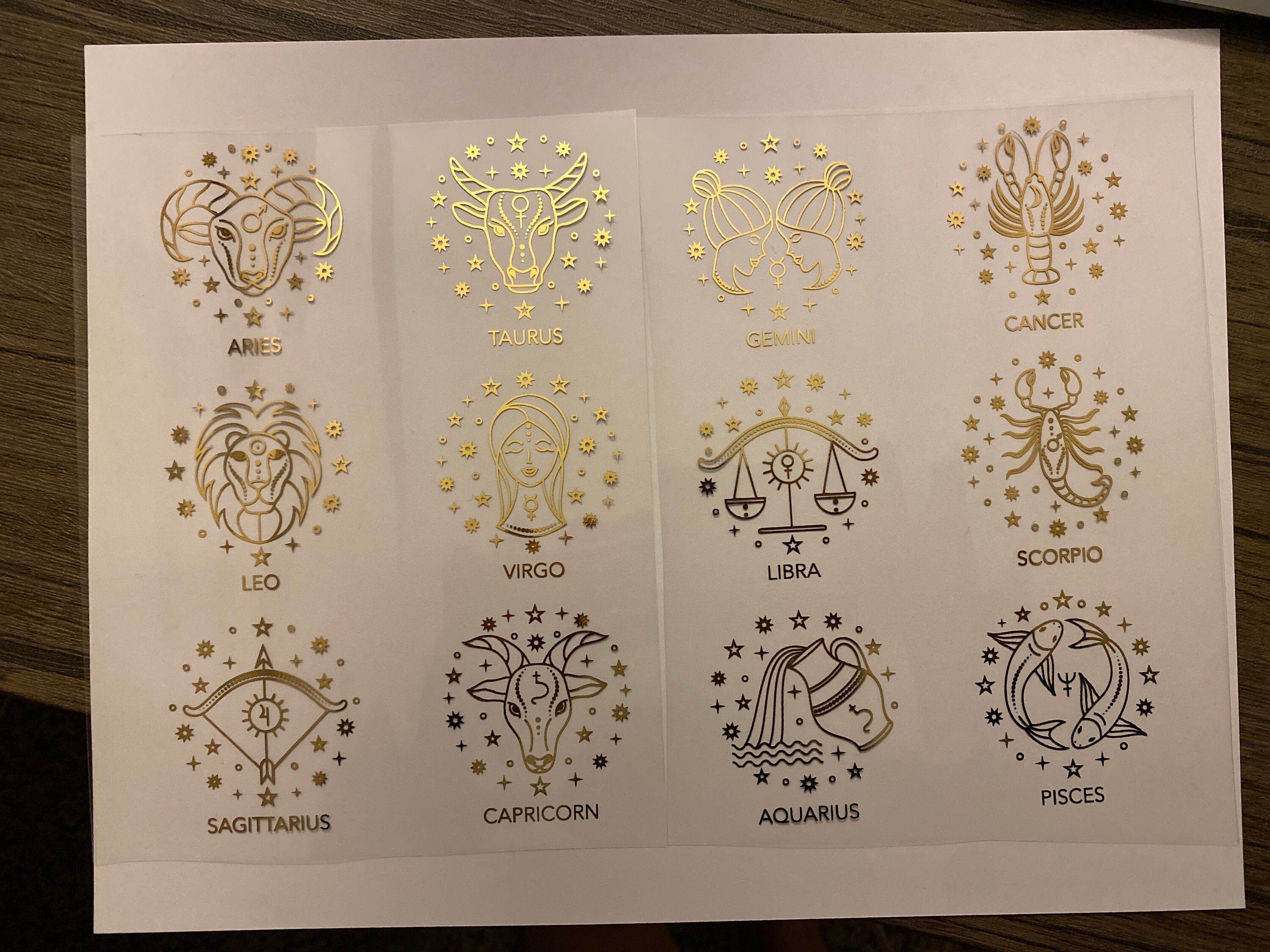 Zodiac Sign Foil Sheet, Foils for Resin Inclusion and Crafting