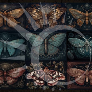 Dark Cottagecore Moth Dark Academia Moth Art Print Set Luna Moth ...