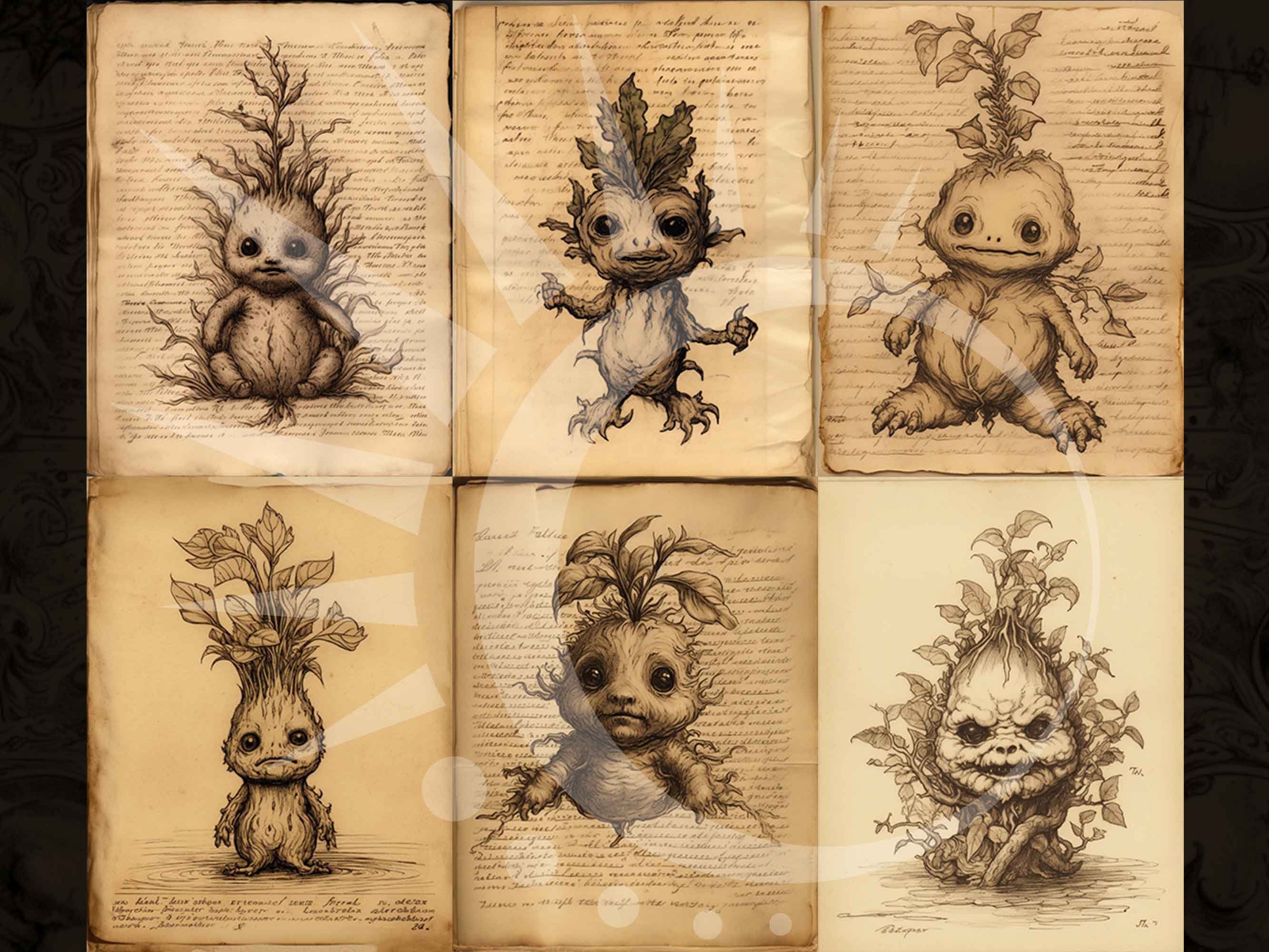 Little Mandrake Printable Mandrake Root Vintage Magic Herbology Plant Little Mandrake Printable Mandrake Root Vintage Magic Herbology Plant