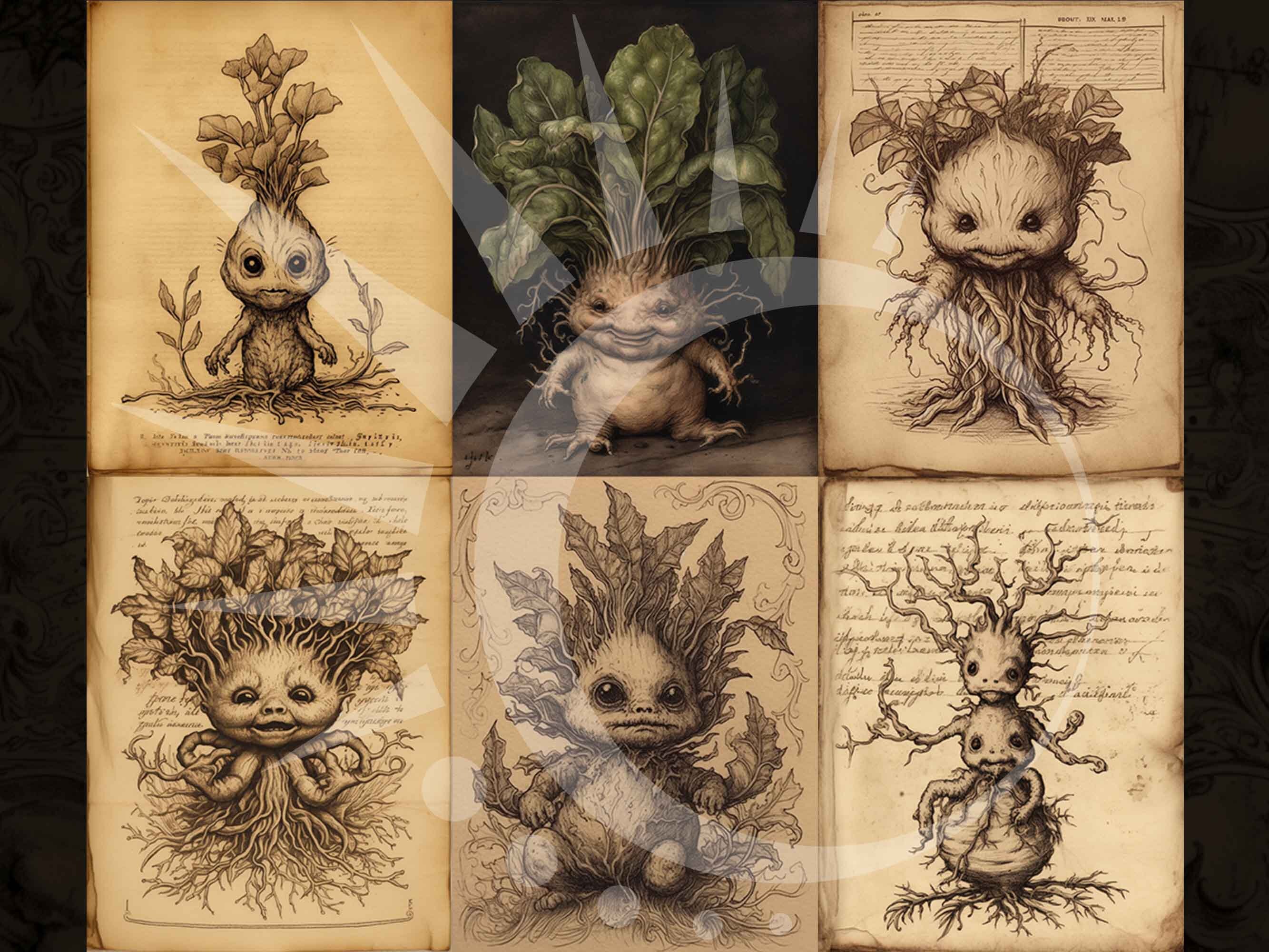 Little Mandrake Printable Mandrake Root Vintage Magic Herbology Plant Little Mandrake Printable Mandrake Root Vintage Magic Herbology Plant