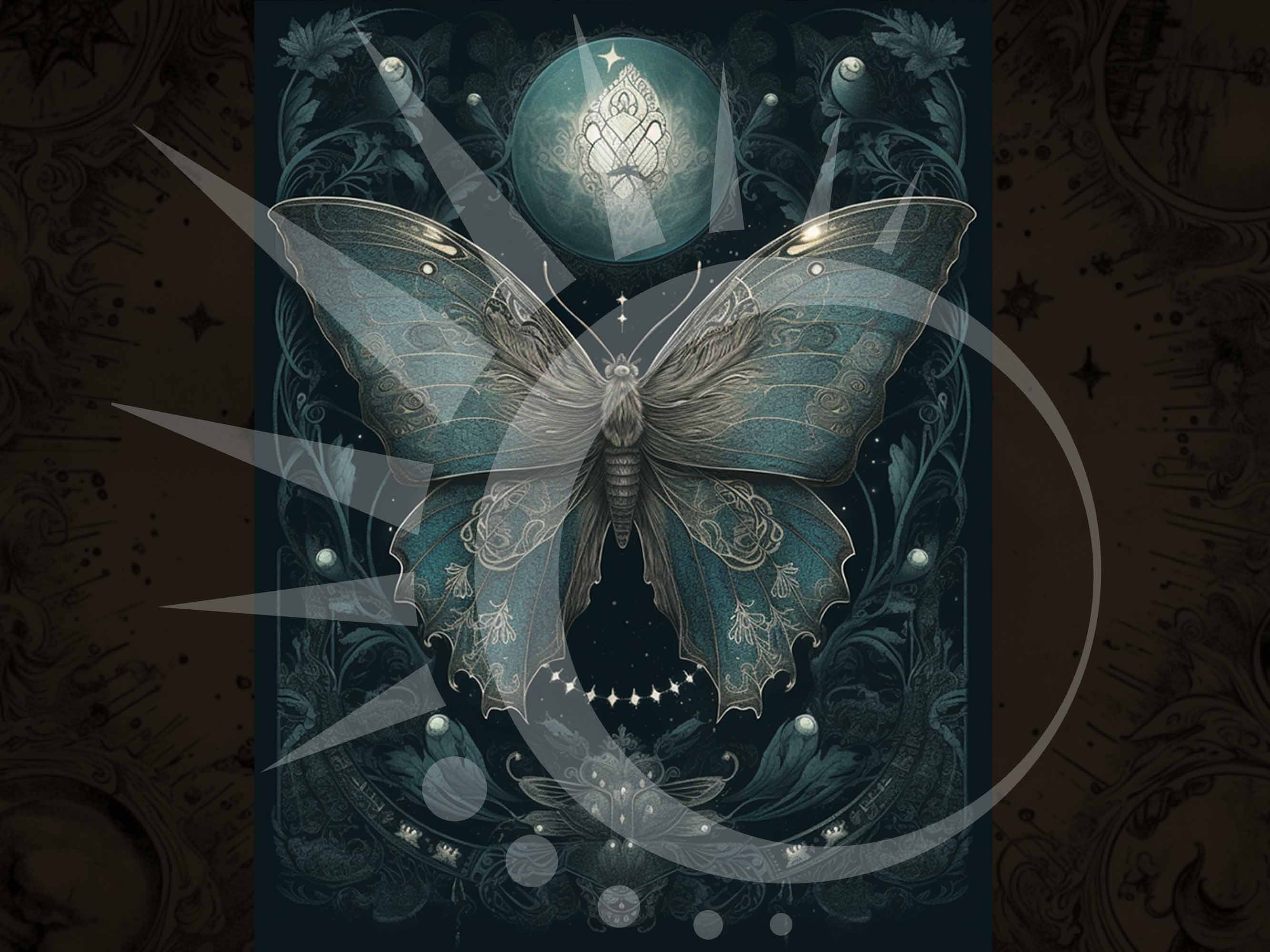 Vintage Dark Cottagecore Moth Dark Academia Luna Moth Art Print Set ...