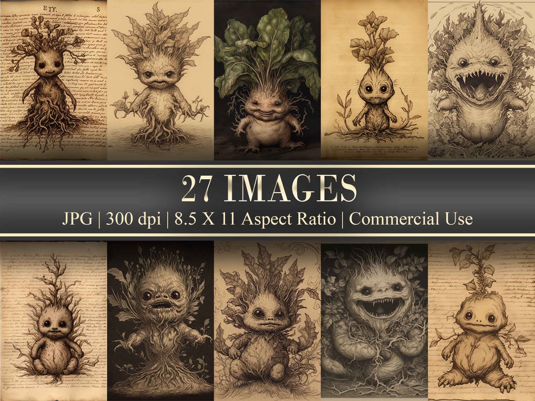 Little Mandrake Printable Mandrake Root Vintage Magic Herbology Plant Little Mandrake Printable Mandrake Root Vintage Magic Herbology Plant