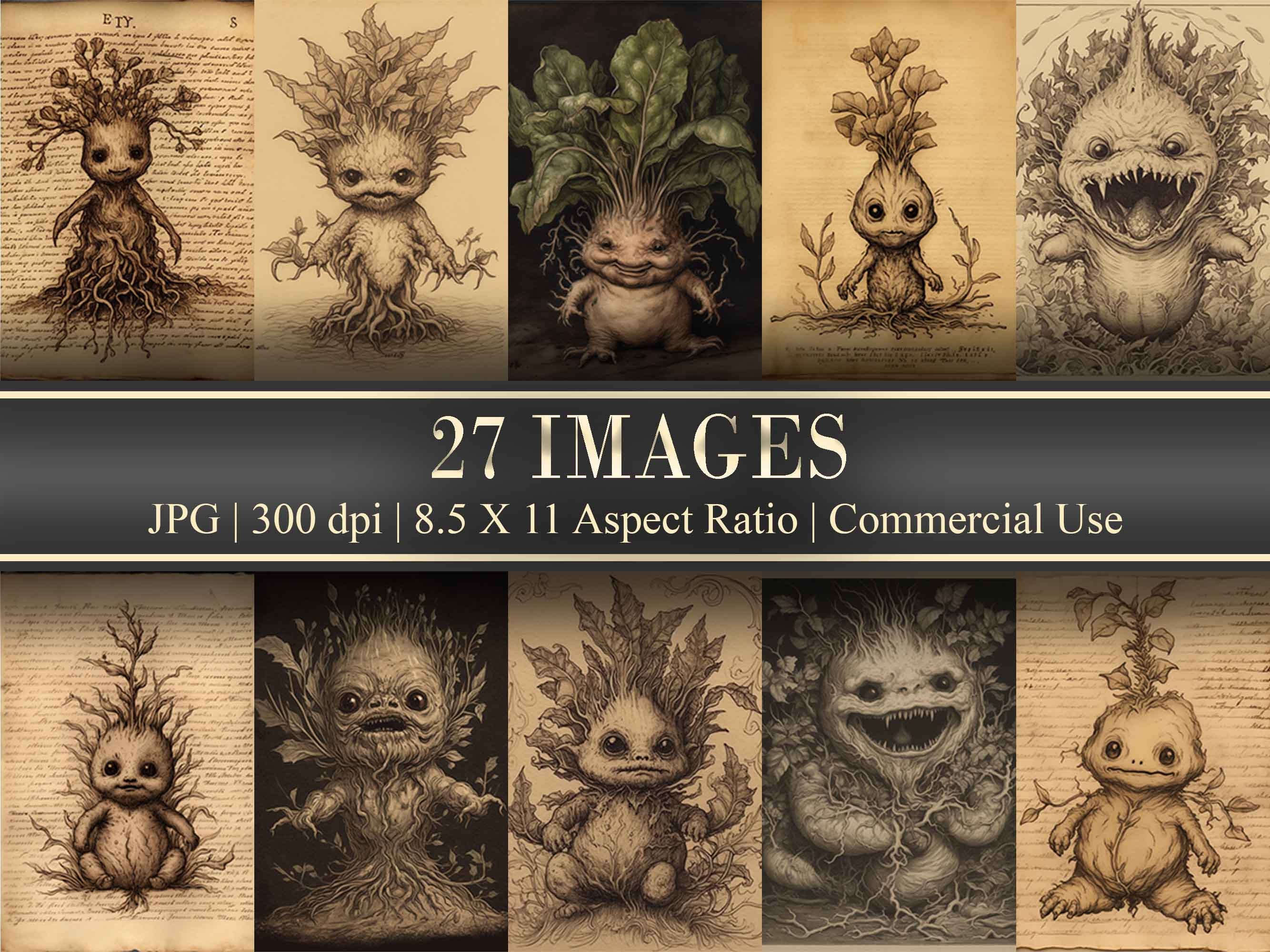 Little Mandrake Printable Mandrake Root Vintage Magic Herbology Plant ...