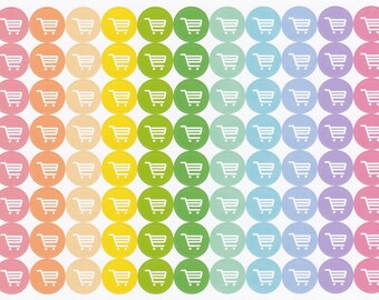 Grocery Shopping Planner Stickers | Shopping Cart | Use In Erin Condren Life Planner | Use In Happy Planner | Errands | Dot Sticker |CL015