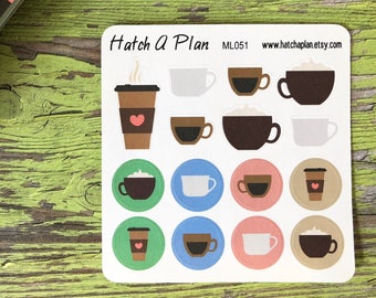 Coffee Planner Stickers | Fits Erin Condren Life Planner | Fits MAMBI Happy Planner | Coffee Cup Stickers | Coffee Mug Stickers | ML051