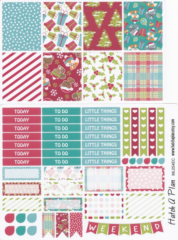 Christmas Planner Stickers | Christmas Critters | Fits Erin Condren Life Planner | Fits Happy Planner | Raccoon Fox Stickers