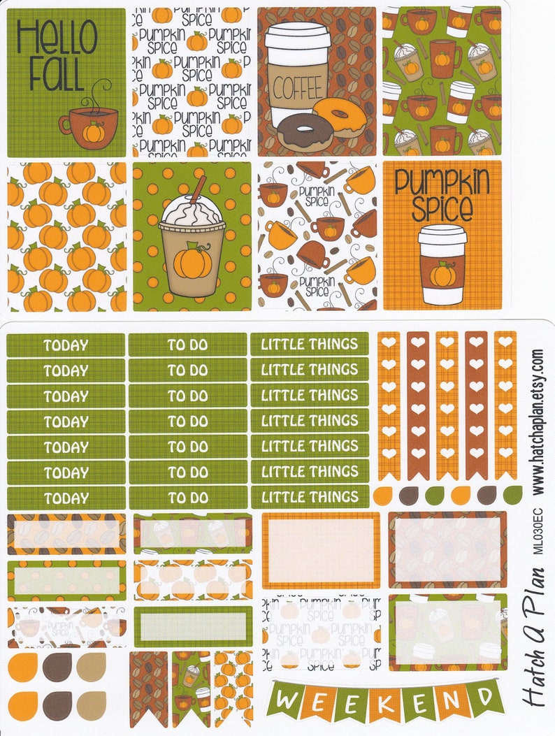 Pumpkin Spice Planner Stickers Pumpkin Spice Everything Fits Erin Condren Life Planner Fits Happy Planner Weekly Sticker Kit ML030 image 1