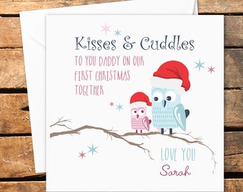 personalised handmade merry happy first 1st christmas daddy dad owl card santa hat love you daughter son father dada kisses cuddles - Merry Christmas Daddy personalised handmade merry happy first 1st christmas daddy dad owl card santa hat love you daughter son father dada kisses cuddles - Merry Christmas Daddy