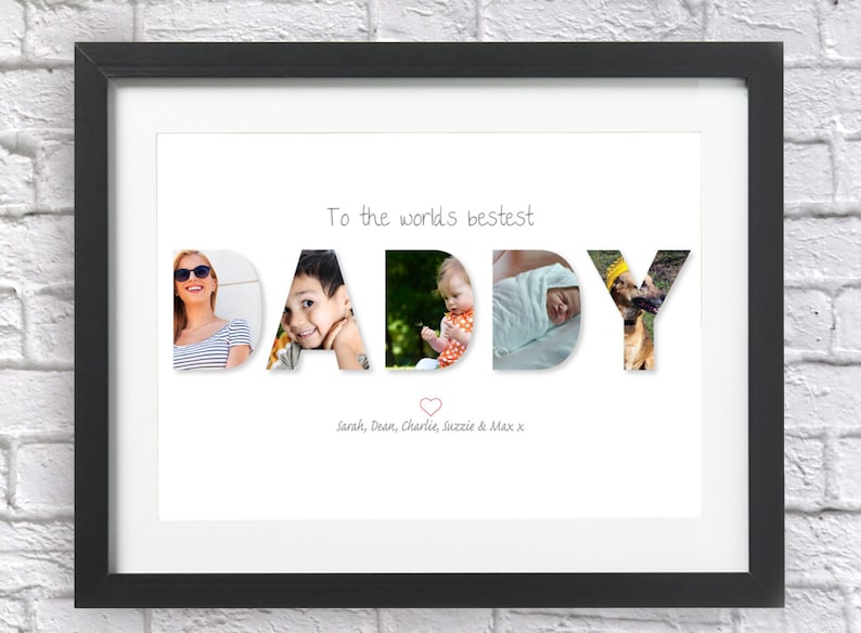 Bespoke Personalised DADDY Collage Print Photos Father Dad Xmas Gift Word Art Happy Christmas Birthday Fathers Day 