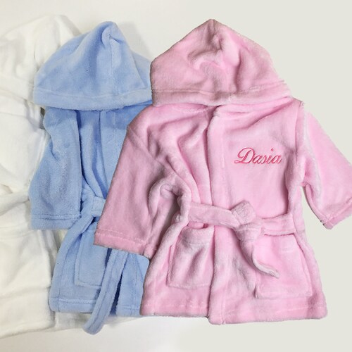 Personalised Embroidered Baby Robe Dressing Gown Towel Hat Etsy
